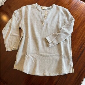 Gray Eddie Bauer Long Sleeve Cotton Henley Tunic
